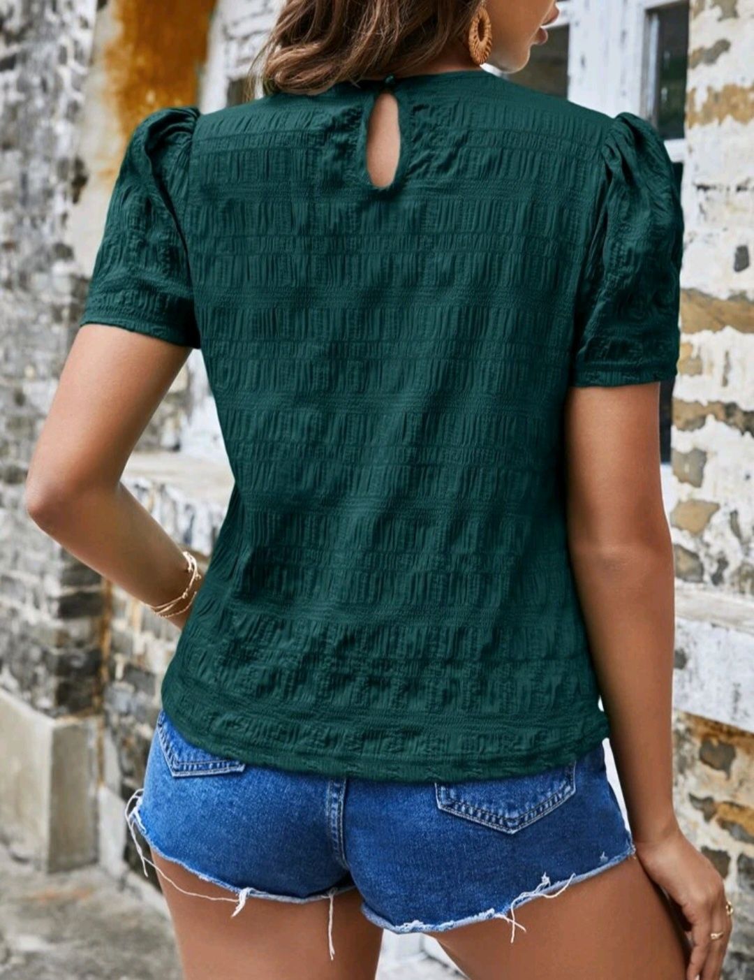 T-shirt texturizada verde