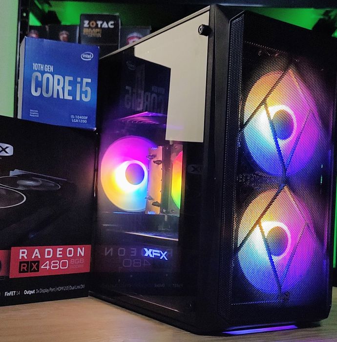 Komputer stacjonarny/gamingowy, i5 10400F, RX 480 8 GB, 16 GB RAM, SSD