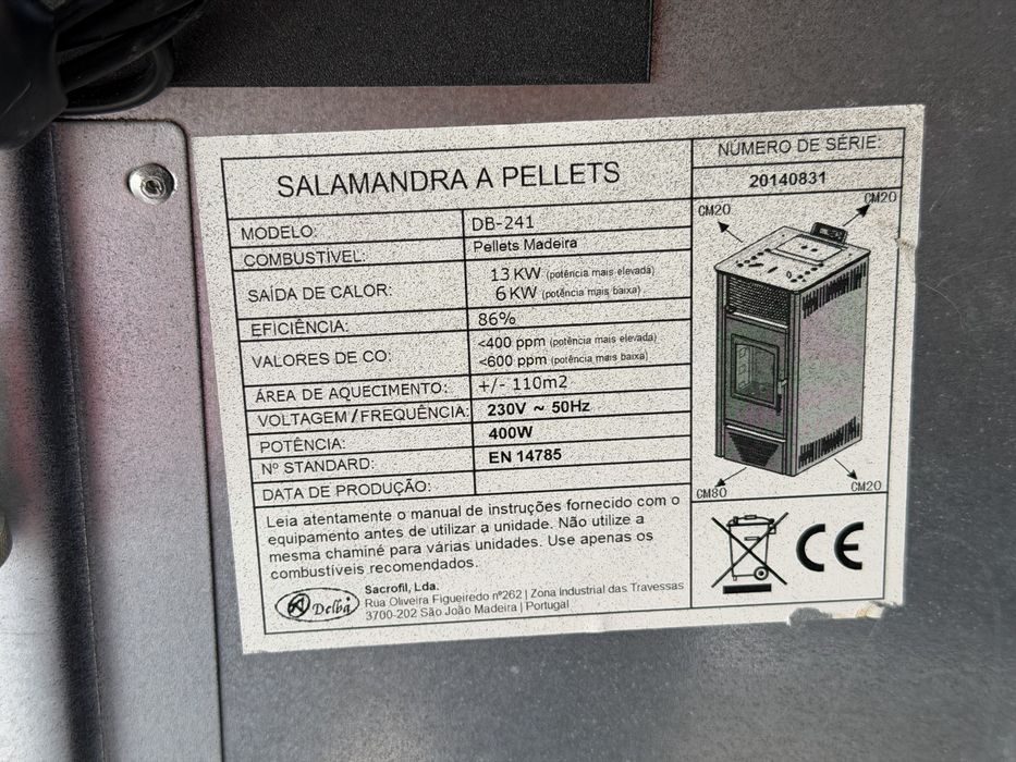 Caldeira salamandra pellets de 13kw Modelo DB-241