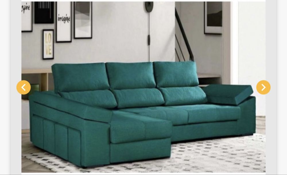 Sofá 3 lugares + chaise long marfim