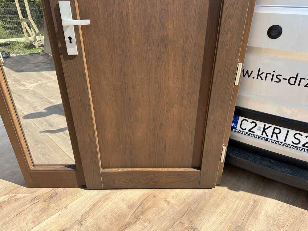 Drzwi zewnętrzne drewniane z doświetlem CAŁA POLSKA NA KAŻDY WYMIAR
