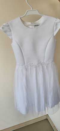 Sukienka krótka komunijna biała tiulowa