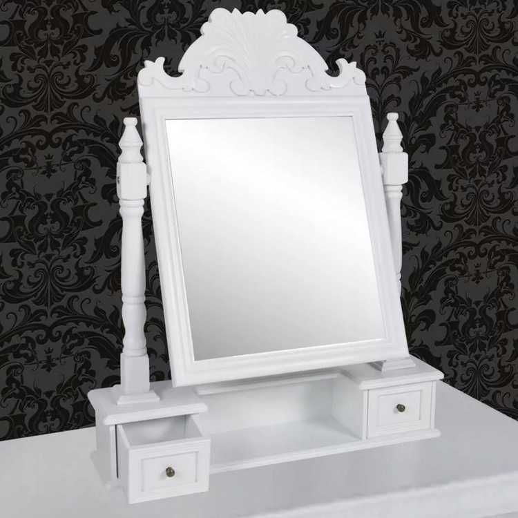 NOWA Toaletka MDF z Obrotowym Lustrem Biała Matowa 50 x 74 cm