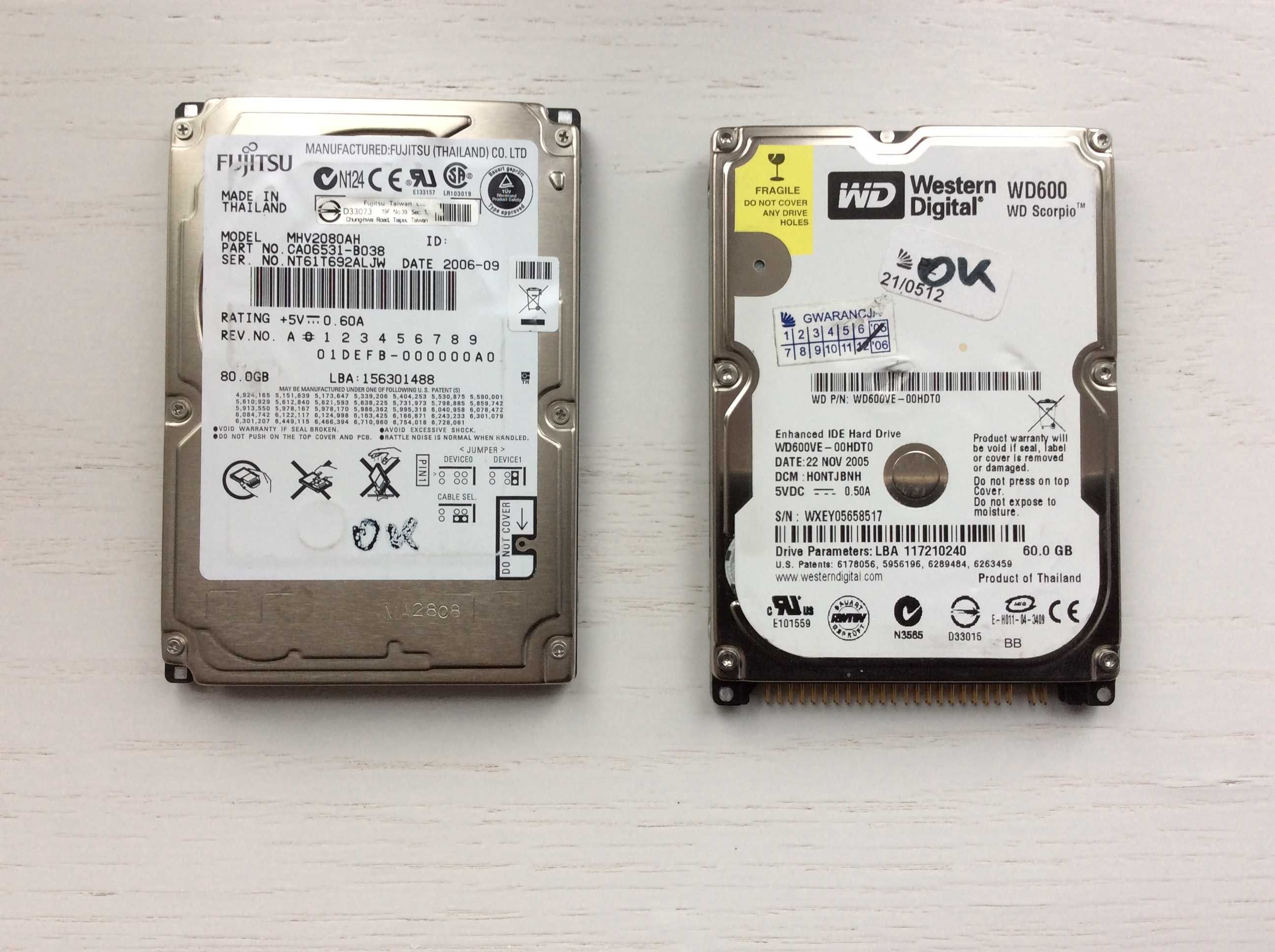 Twardy dysk HDD 2,5''  ATA/PATA/IDE  WD 60GB