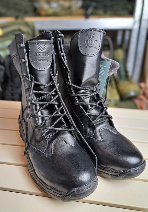 Зимові Берці Армос Чорні (шкіра, натуральне хутро, дуже теплі, 41р)