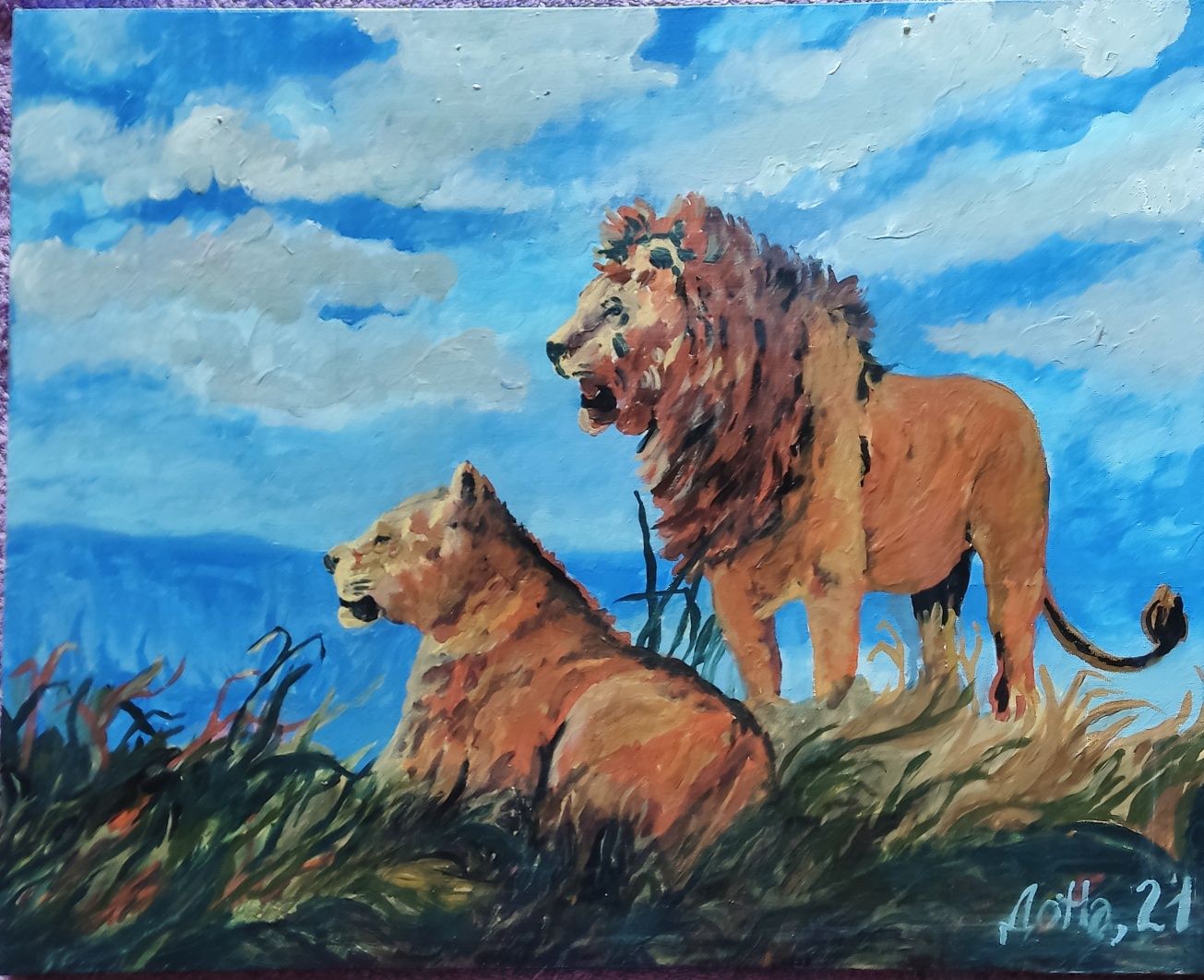 Продам картину  "Львы".