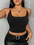 Top Crop Prążkowany Na Ramiączkach Czarny Casual Shein 5Xl