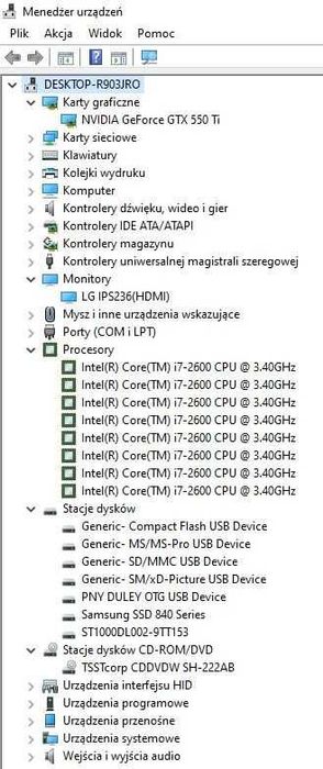 PC NTT i7-2600/8GB/GTX550Ti/SSD 250GB+HDD 1TB/WIN10PRO/ Monitor LG 22"