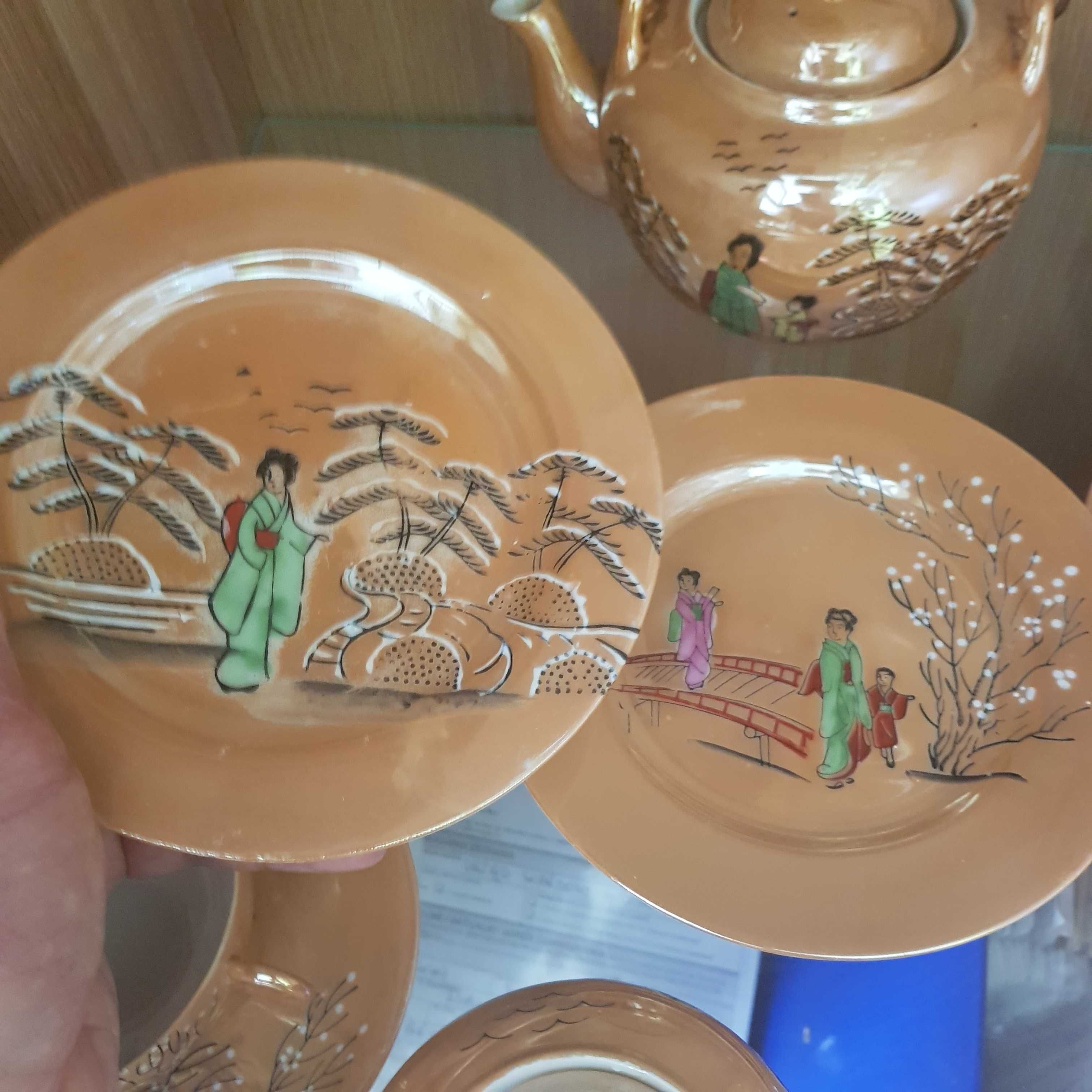 Chińska porcelana serwis śniadaniowy gejsza Vintage