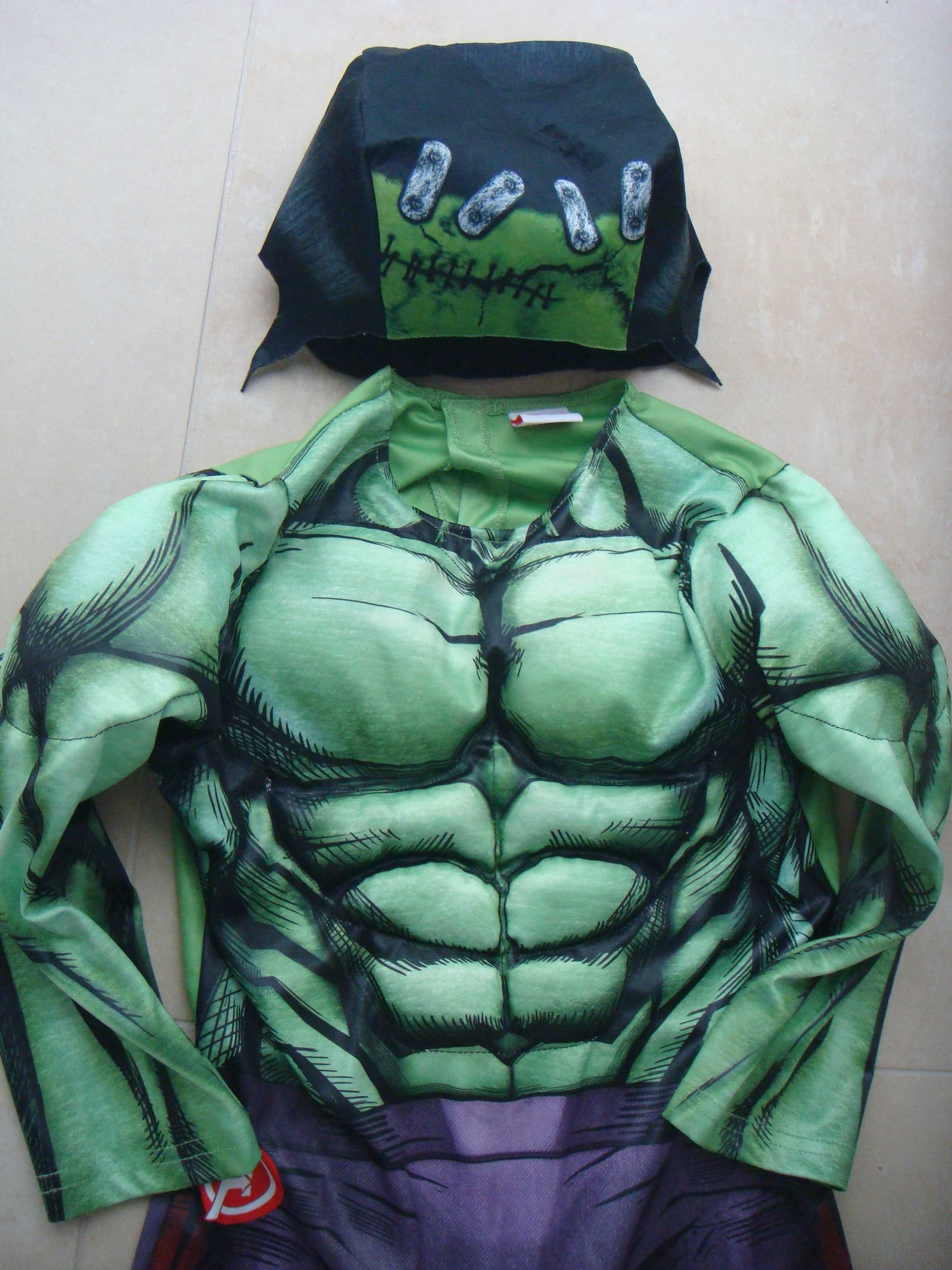 strój przebranie Avengers Hulk efekt super mięśni + maska 116/122