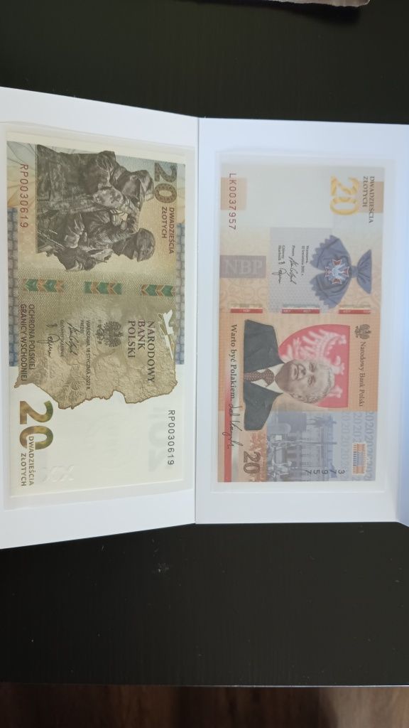 Dwa banknoty kolekcjonerskie NBP