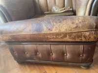 Sofas vintage couro com madeira