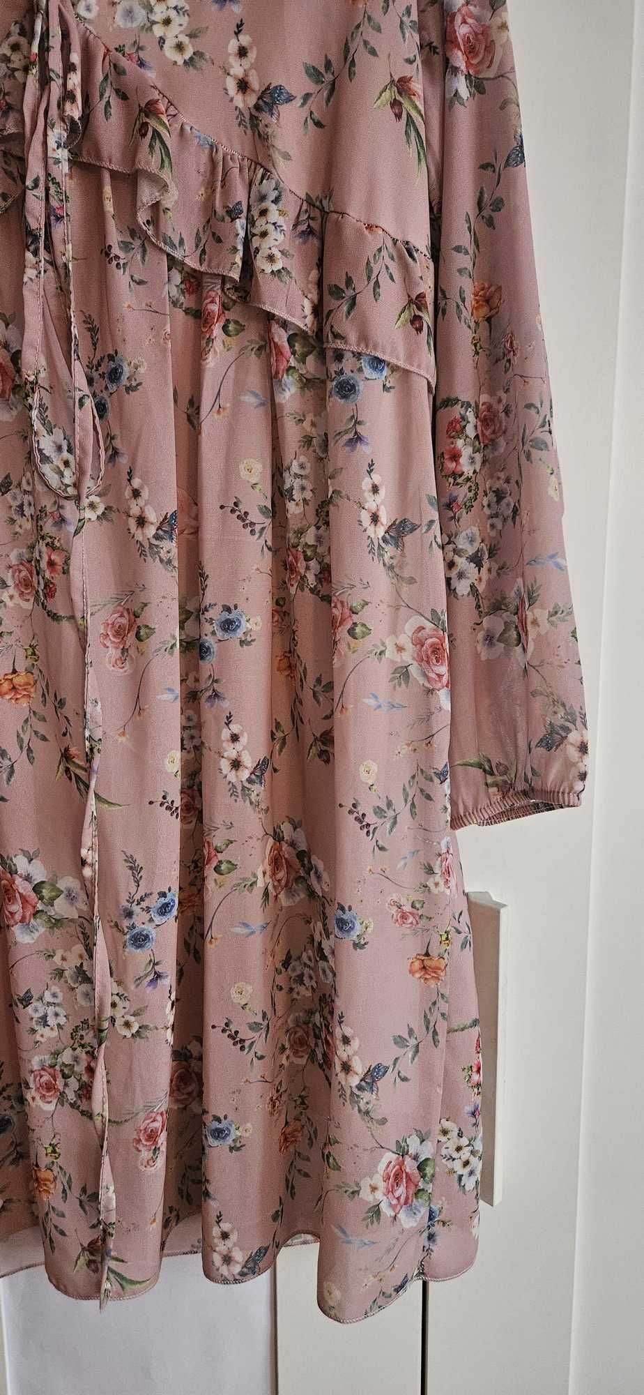 Moda włoska sukienka w kwiaty XL