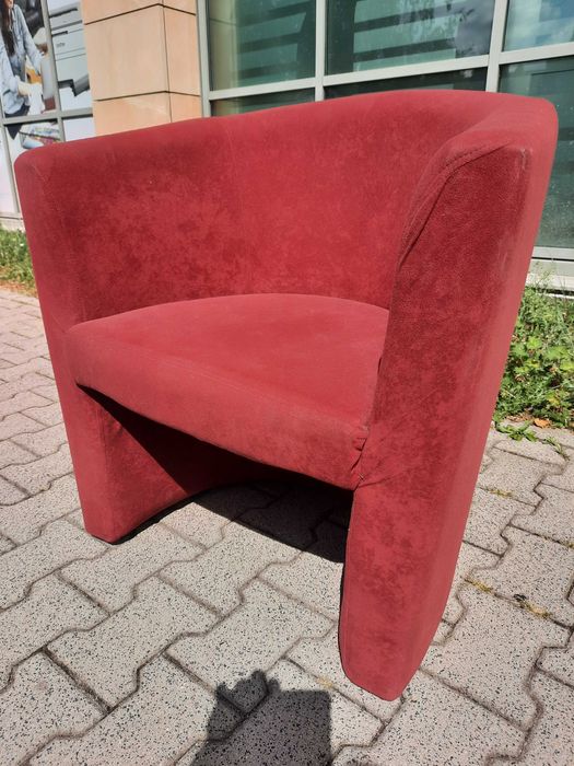 2 x Fotel pokoju biura poczekalni sypailni półokrągły bordowy solidny