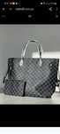 сумка велика клетчатая шоппер сумочка Louis Vuitton Grey