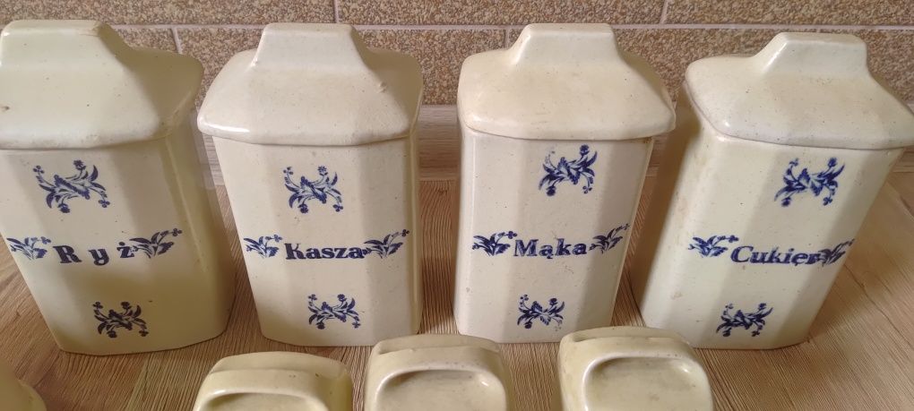 Pojemniki kuchenne spożywcze fajans PRL