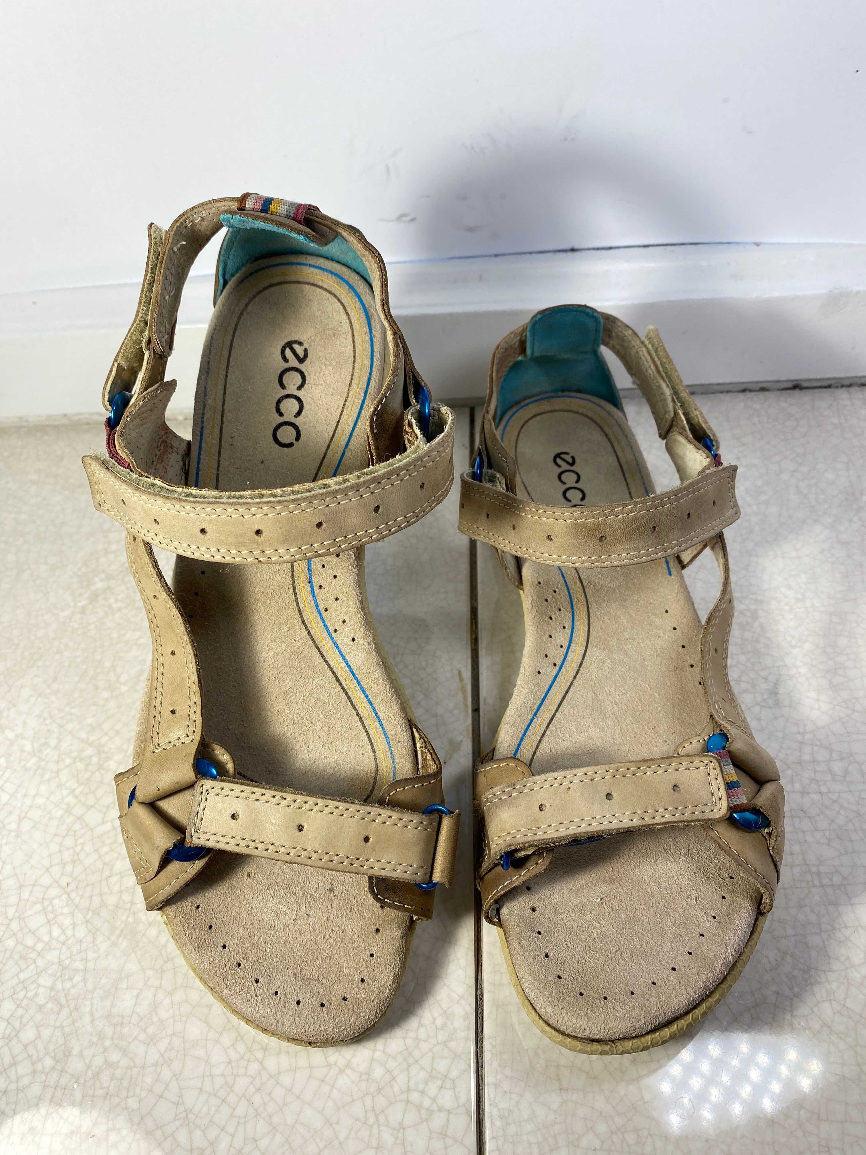 38 р. ECCO босоножки сандалии женские кожаные 24 см оригинал