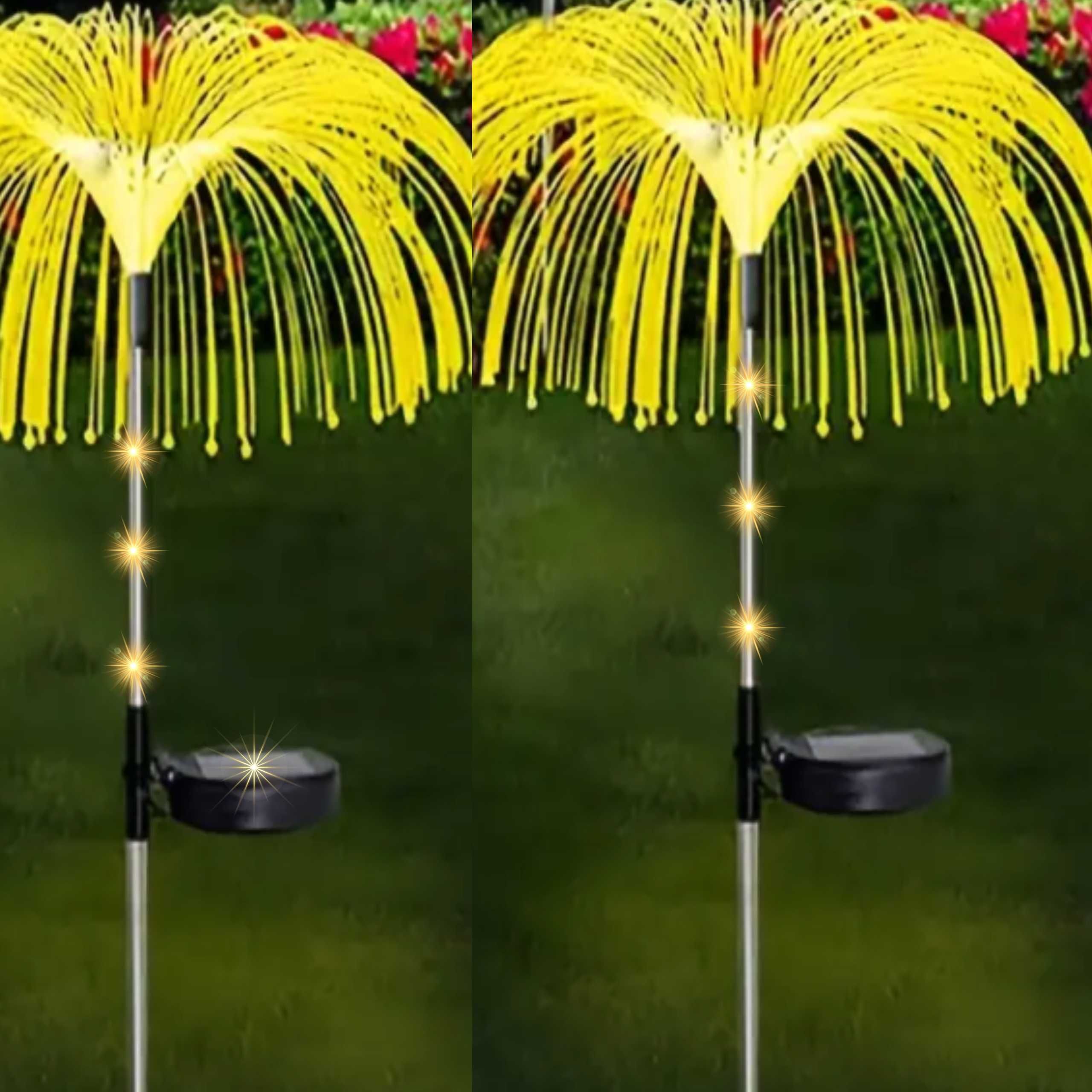 LAMPA Solarna Ogrodowa MEDUZA Wbijana ŚWIATŁOWODOWA Zestaw 2 sztuki