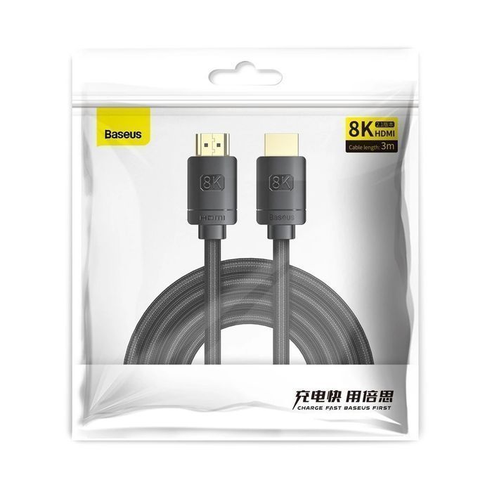 Baseus kabel HDMI 2.1 8K 60Hz 48 Gbps / 4K 120Hz / 2K 144Hz 3m czarny
