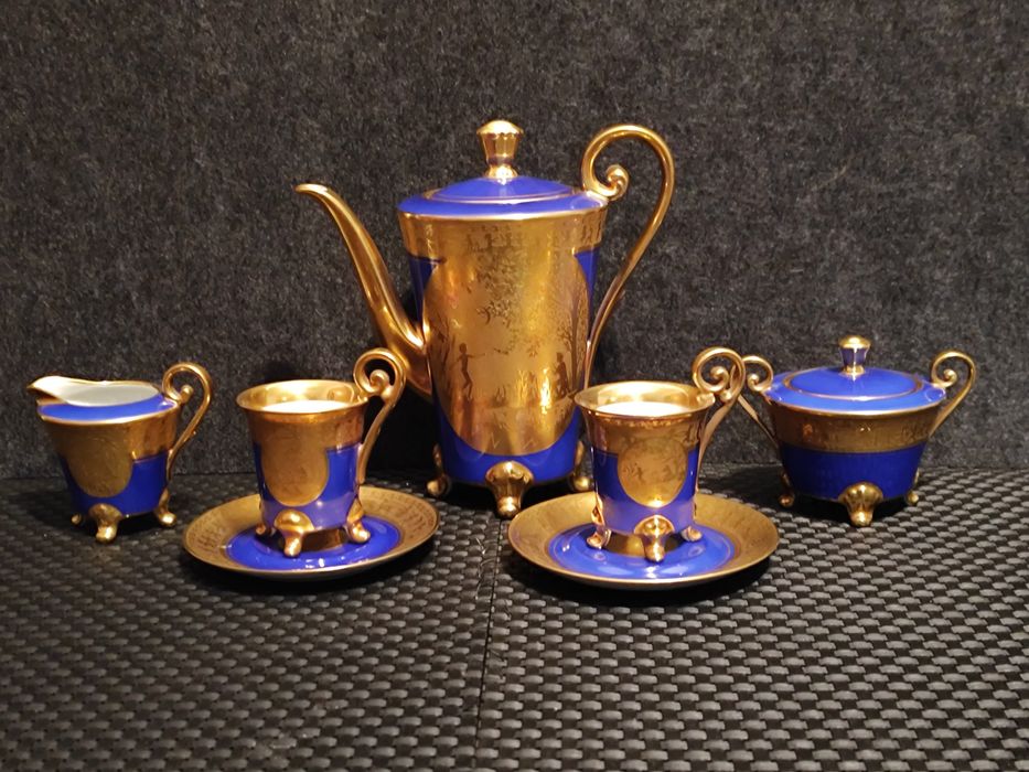 Porcelana Wiedeń Serwis  Tet- Ta -Tet J.Kuba Karlsbad Złoto 24 K