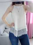 Glamorous bluzka top zwiewna na lato biała koronka halter luźna 38 M