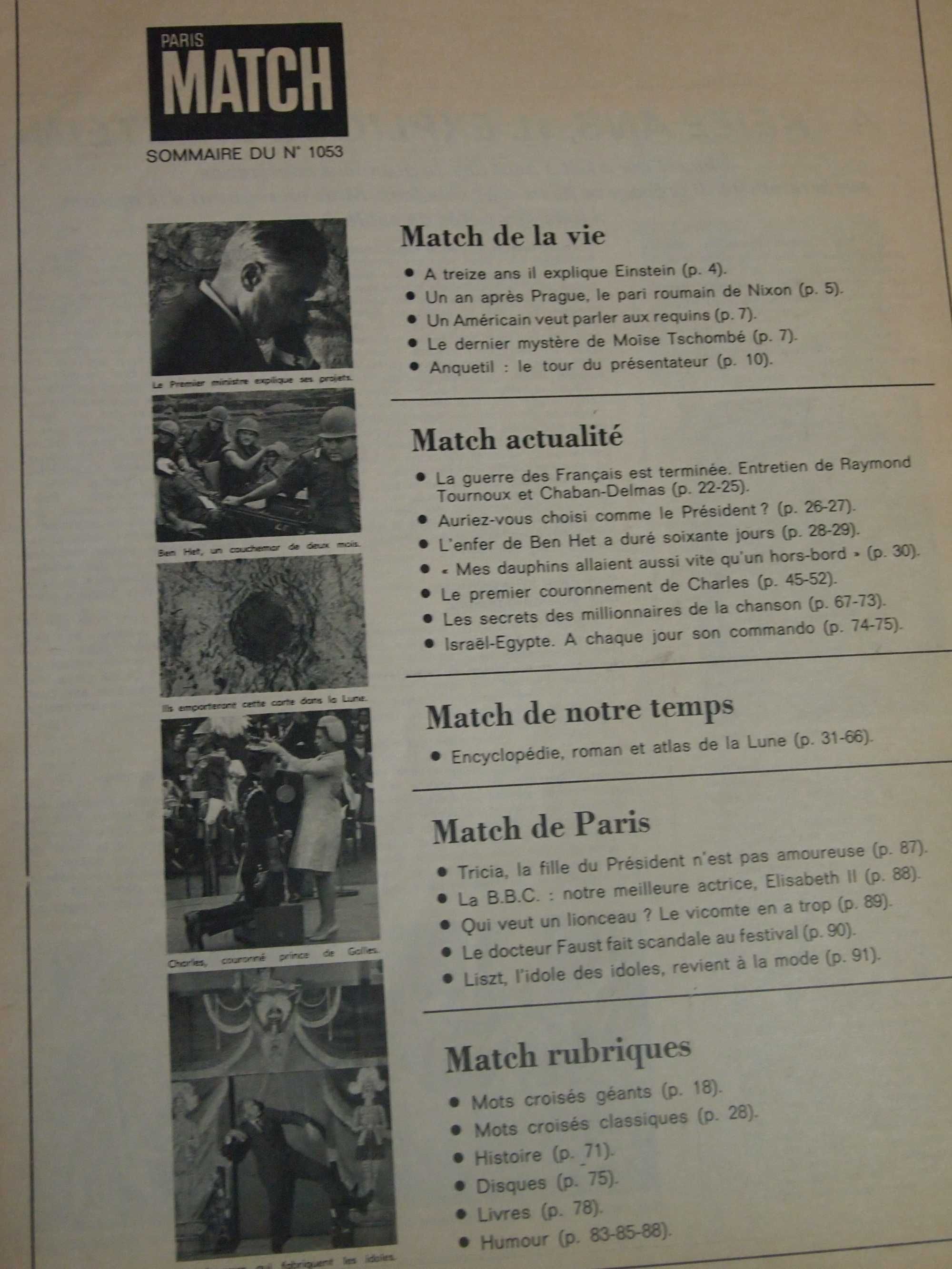 Paris Match número 1053 Julho 1969