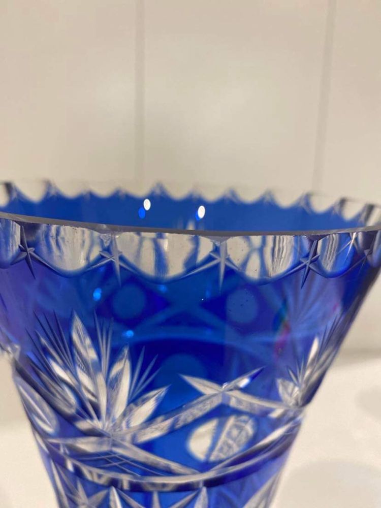 Duży wazon kryształowy kryształ kobalt niebieski