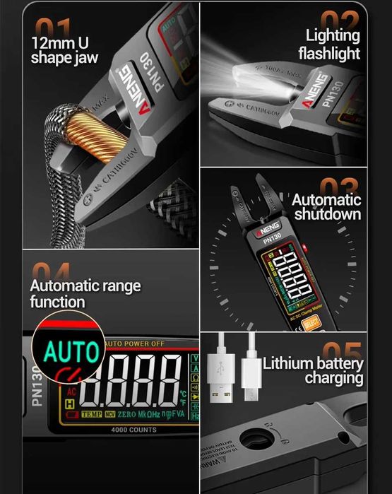 ANENG PN130 і ANENG PN130 PRO Струмовимірювальні кліщі Гарантія