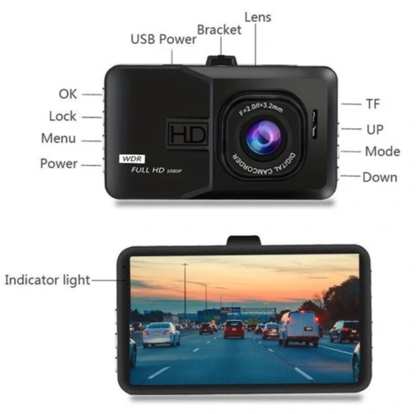 Kamerka wideorejestrator Y05C +  karta SD 32GB