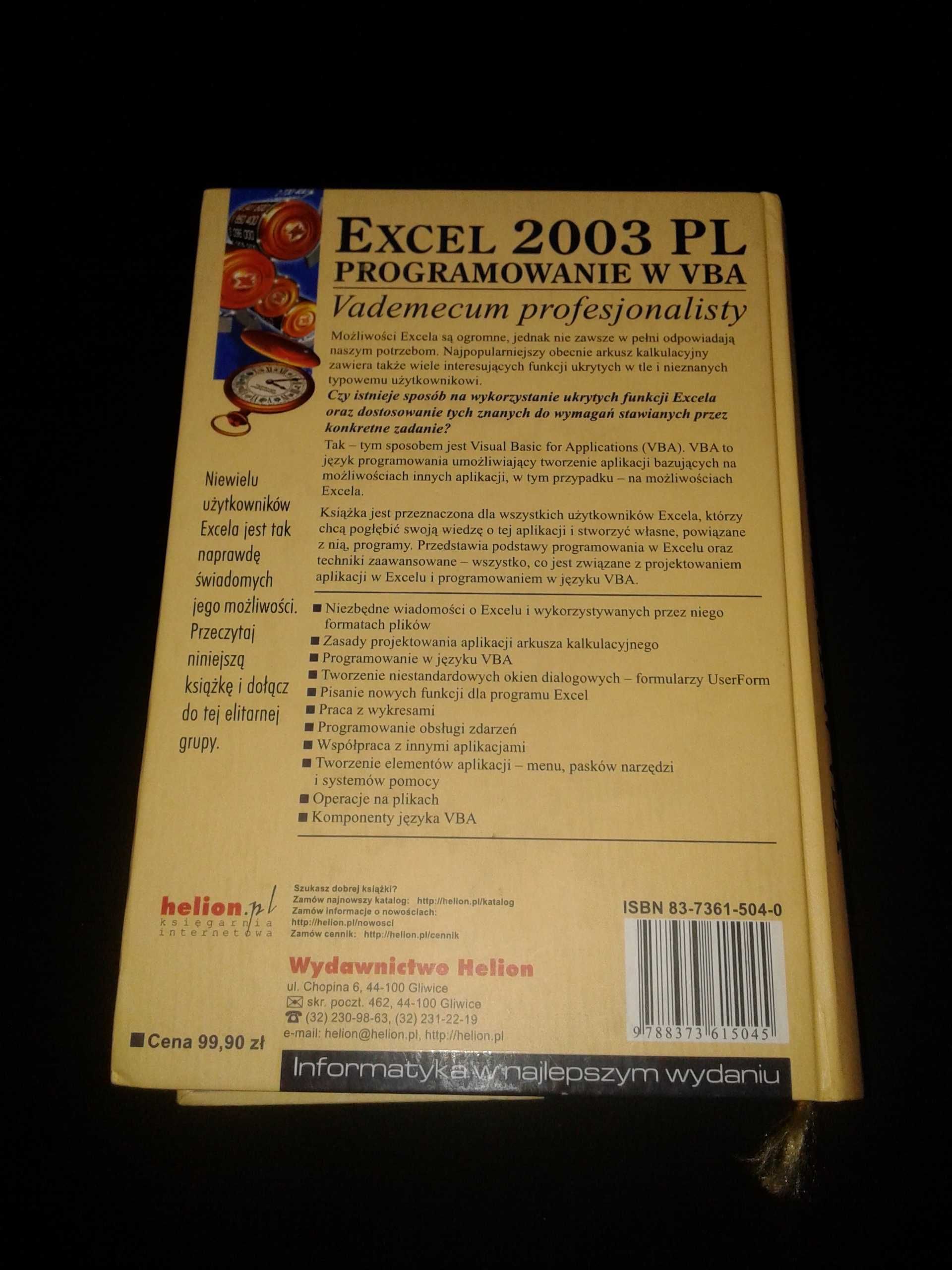 EXCEL 2003 PL Programowanie w VBA + płyta John Walkenbach