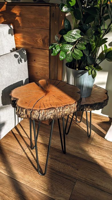 kwietnik stolik kawowy stołek taboret plaster drewna hairpin loft