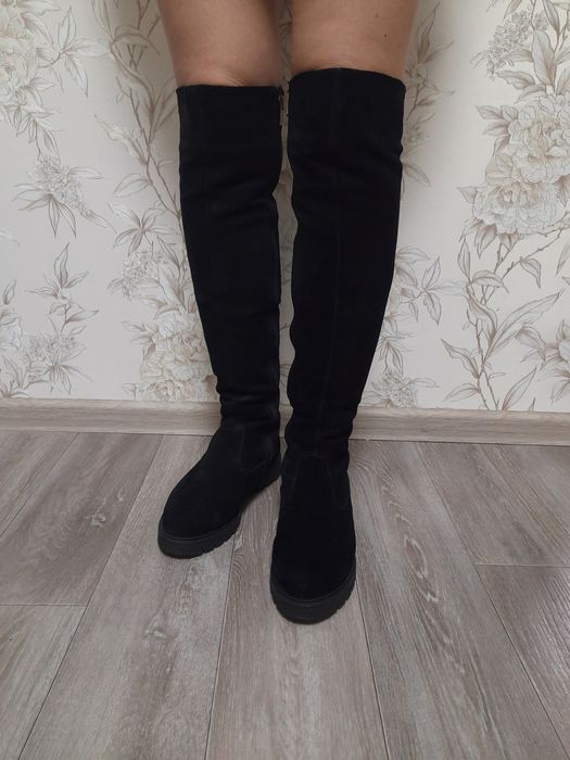 Замшеві зимові ботфорти