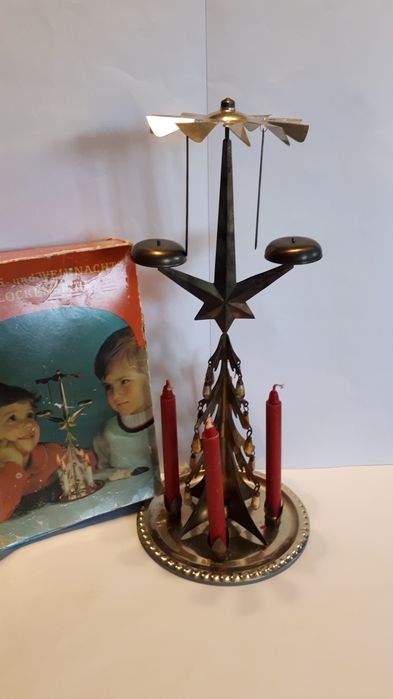 Stara choinka karuzela świecznik adwentowy metalowa Vintage  PRL DDR