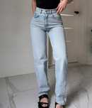 Jeansowe spodnie straight Gina Tricot high waist XS
