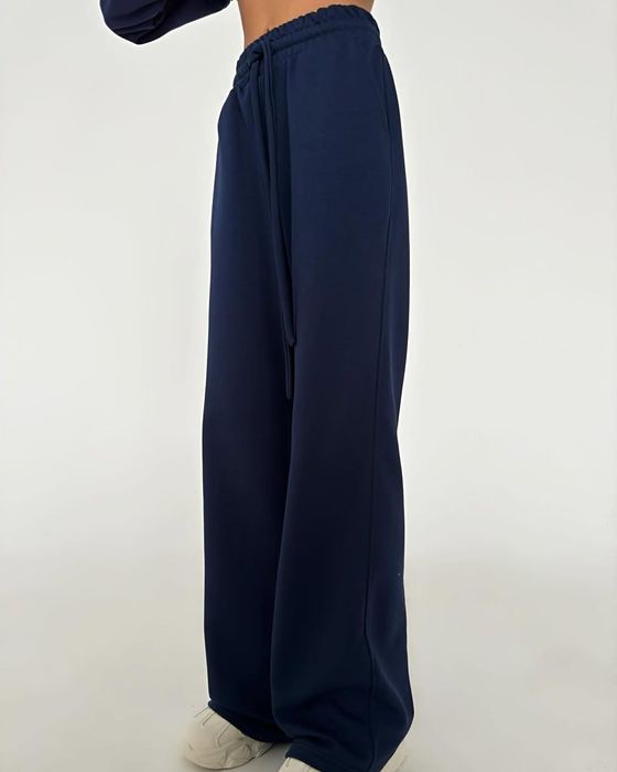 Темно-Синій Костюм із Зіп Бомбером та штанами на високій посадці Новий