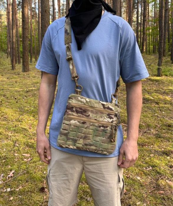 Męska taktyczna torba typu messenger na ramię w kamuflażu multicam