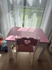 Stolik biurko z miejscem na przechowywanie krzeselko dla dziewczynki
