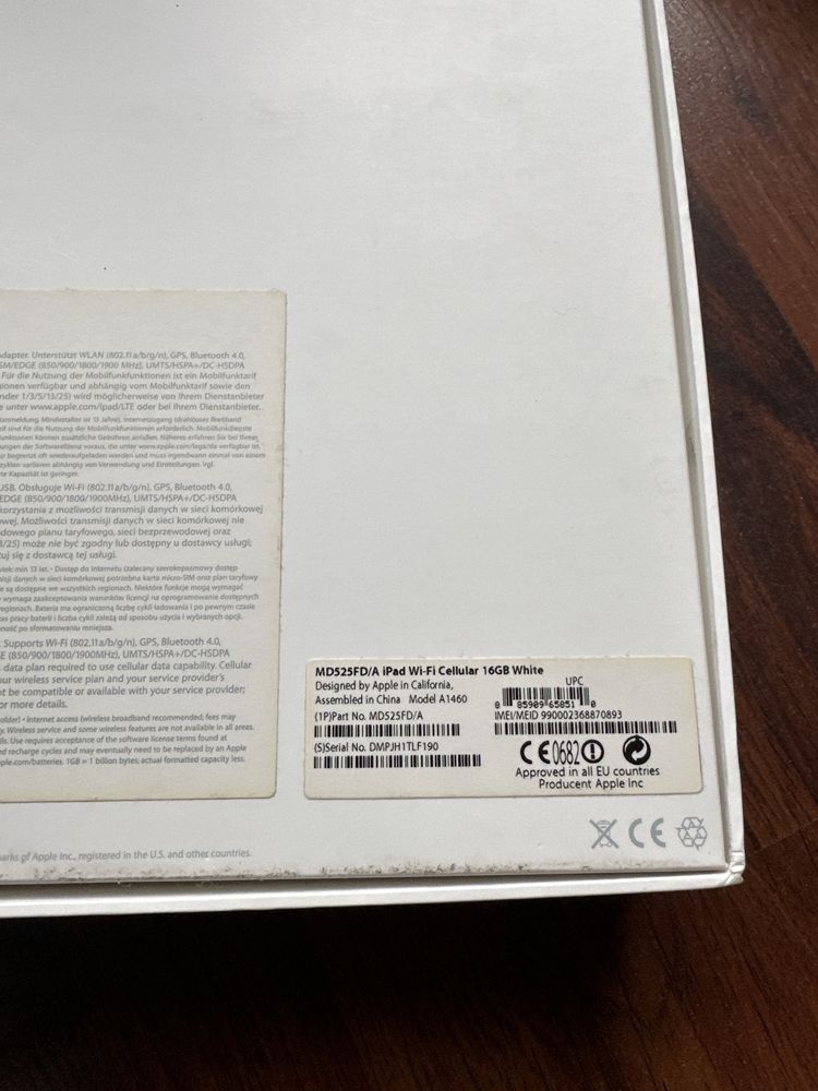 Ipad A1460 wi-fi + cellular white