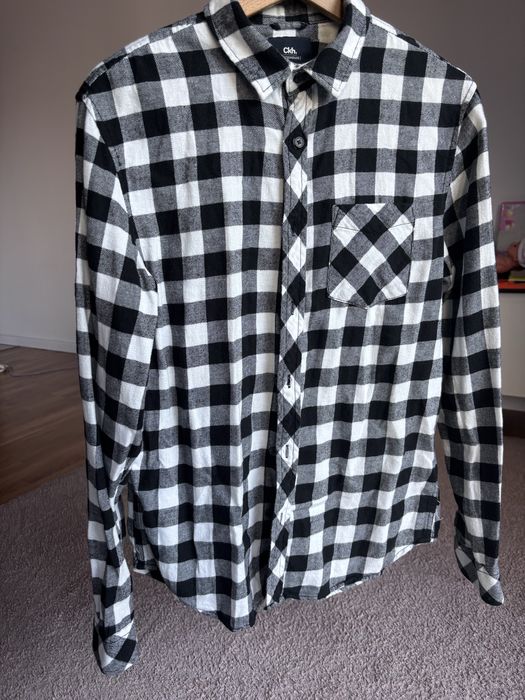 Koszula męska w czarnobialą kratke