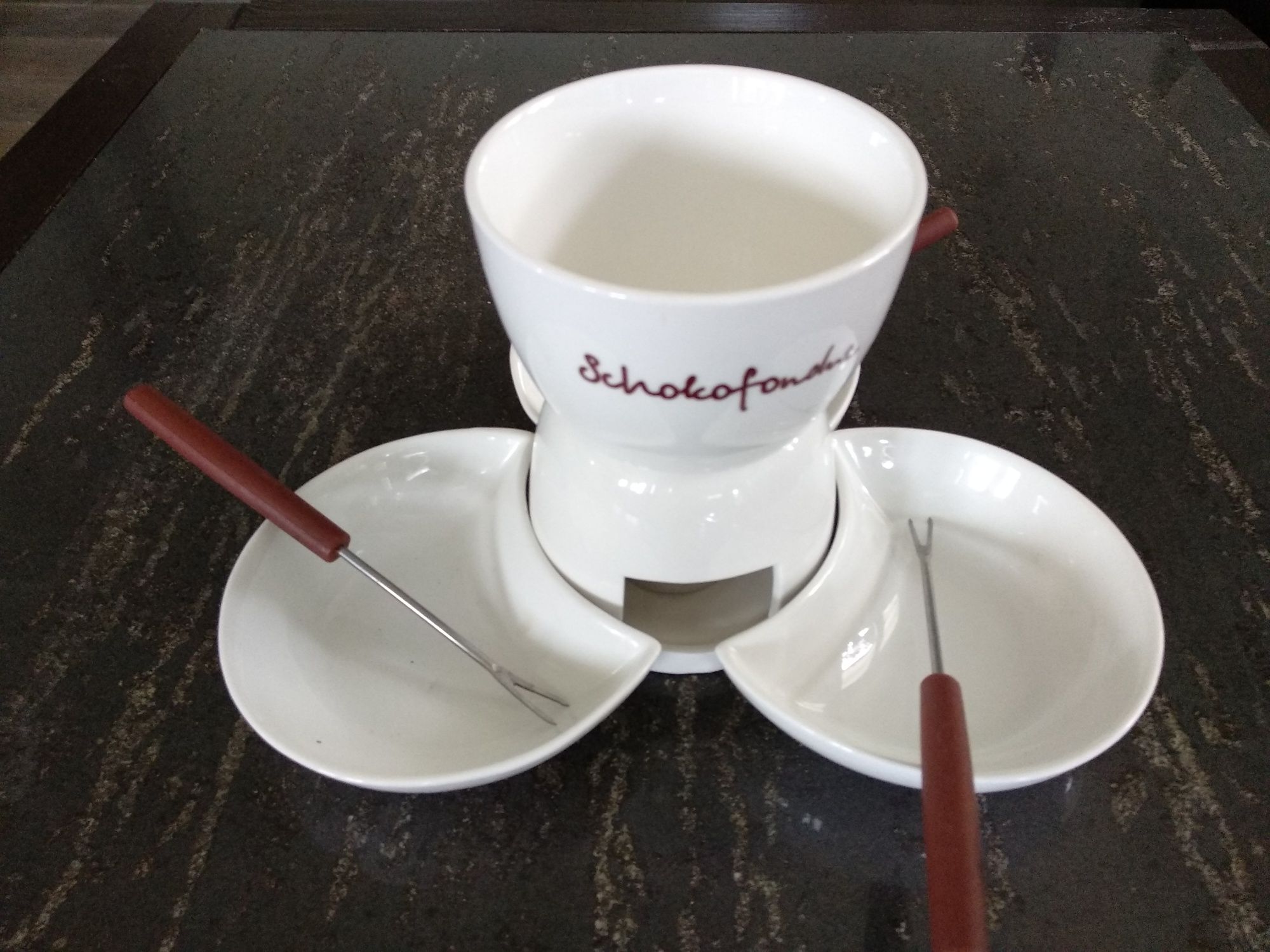 Biały ceramiczny  zestaw do fondue