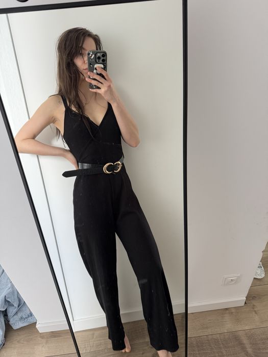 Kombinezon czarny miss selfridge z paskiem