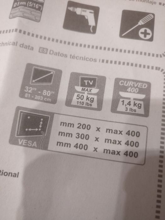 Suporte de TV Meliconi Curved 400