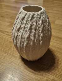 Wazon biały plecionka warkocz wys.16 cm ceramiczny