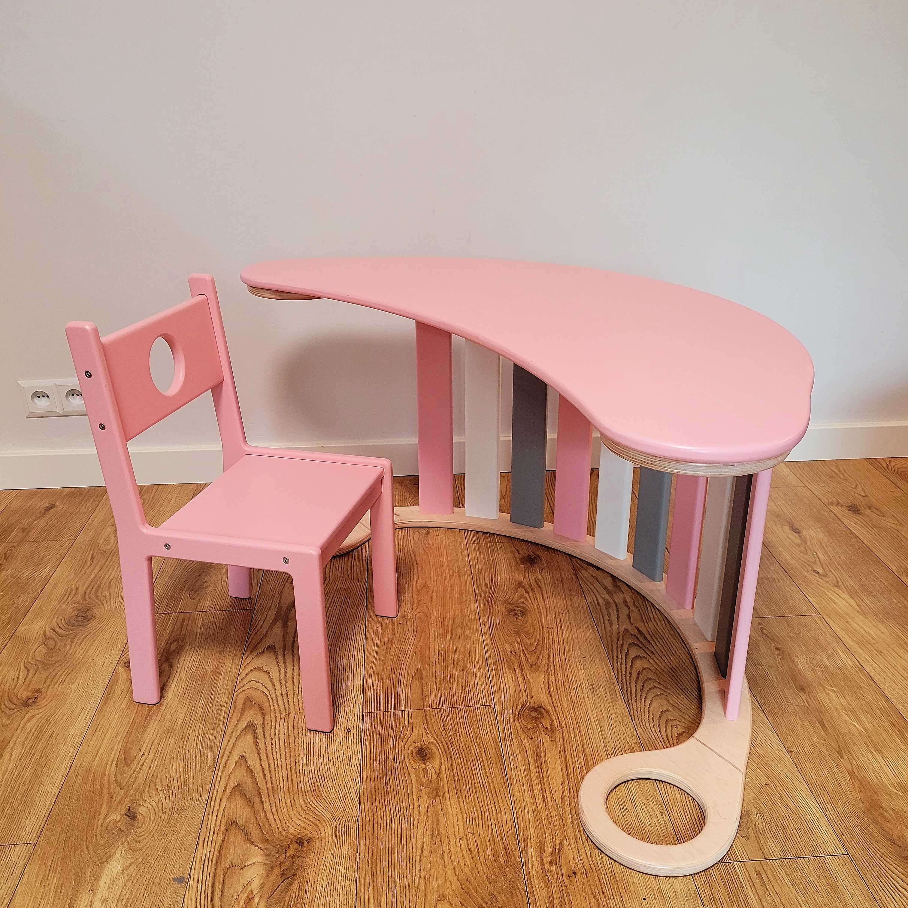 Personalizowany blat i krzesełko do drewnianego bujaka Montessori