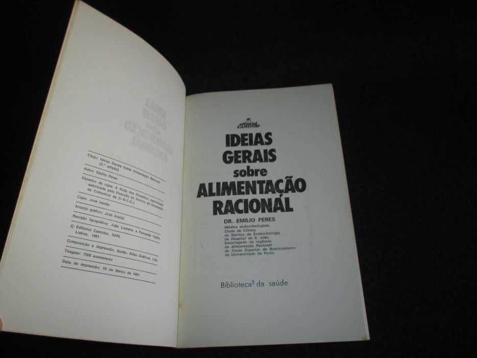 Livro Ideias Gerais sobre Alimentação Racional Emílio Peres