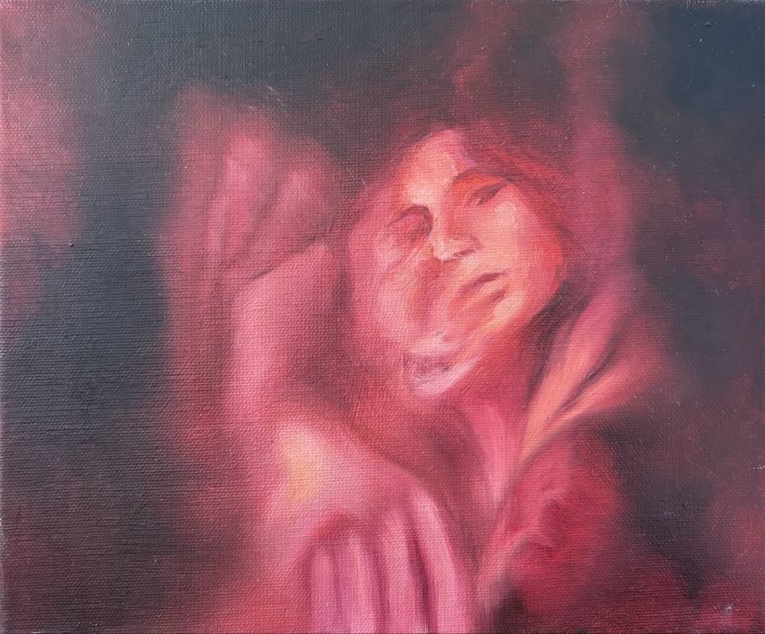 Obraz olejny ,,Różowe poruszenie”