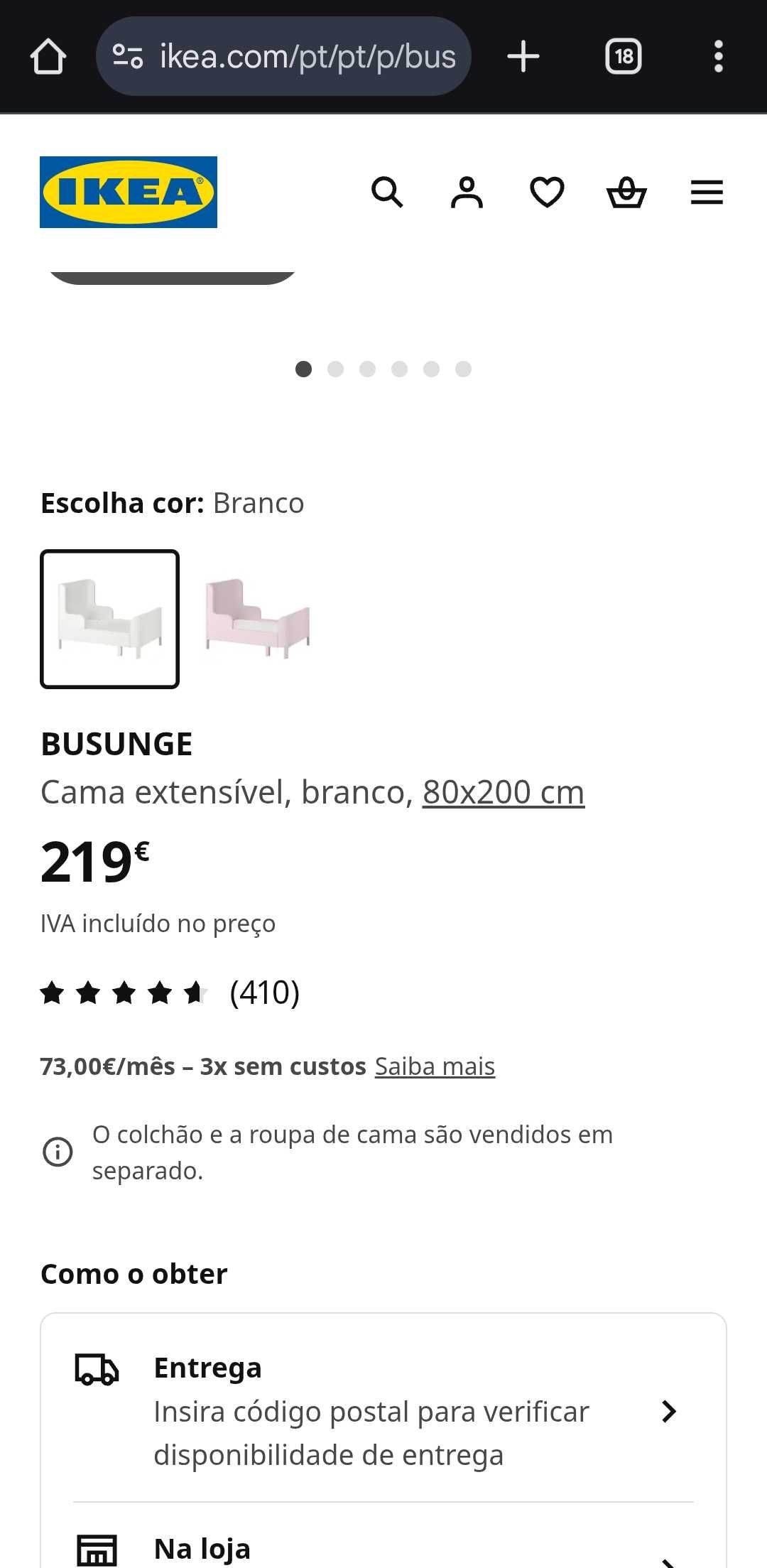 Cama para menino da Ikea, modelo BUSUNGE, azul, extensível