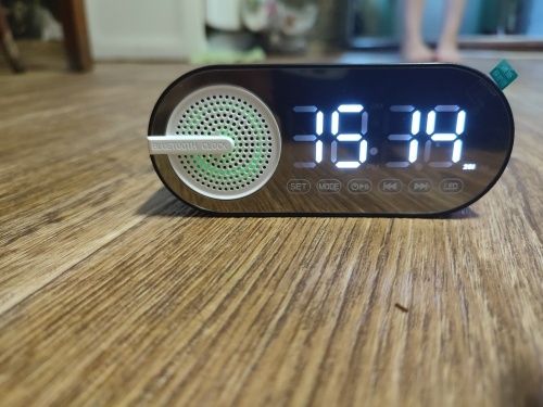 Głośnik Budzik Zegar Led Czarny Bluetooth FM