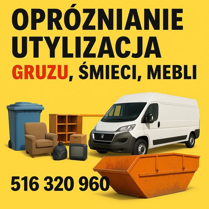 Wywóz utylizacja Śmieci oraz Mebli  Opróżnianie Mieszkań, Firm, Piwnic
