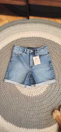 Mohito S jeansowe spodenki szorty dżinsowe wysoki stan Reserved h&m